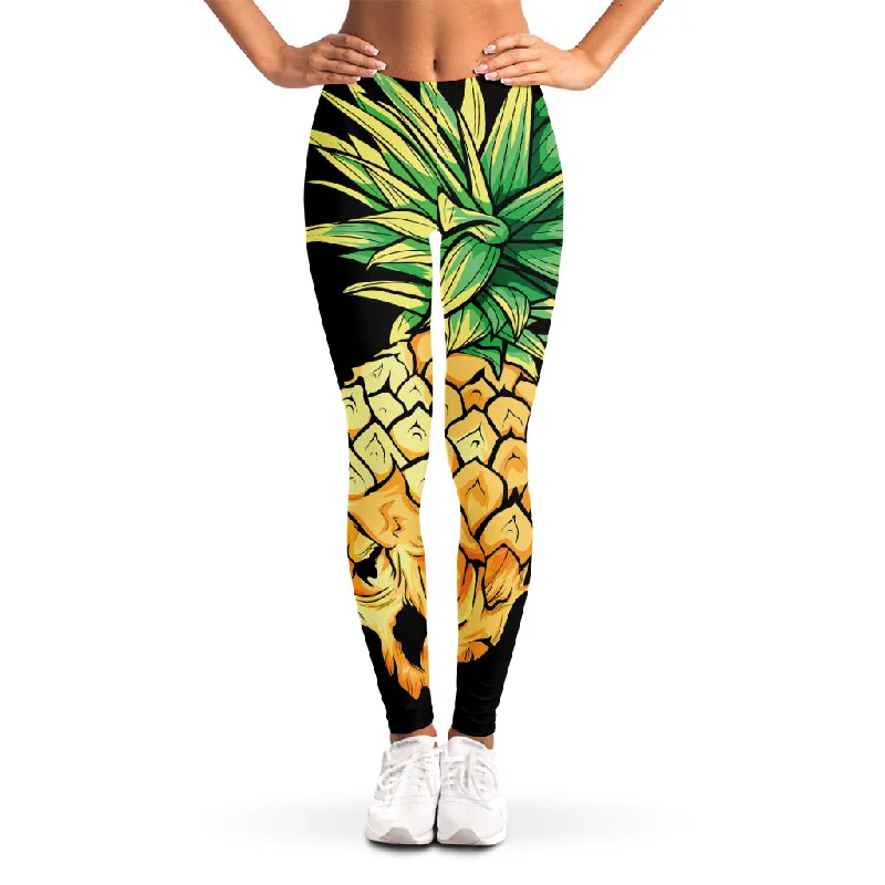 Pineapple Skull Print Women's Leggings Comfortable Printed Workout Leggings