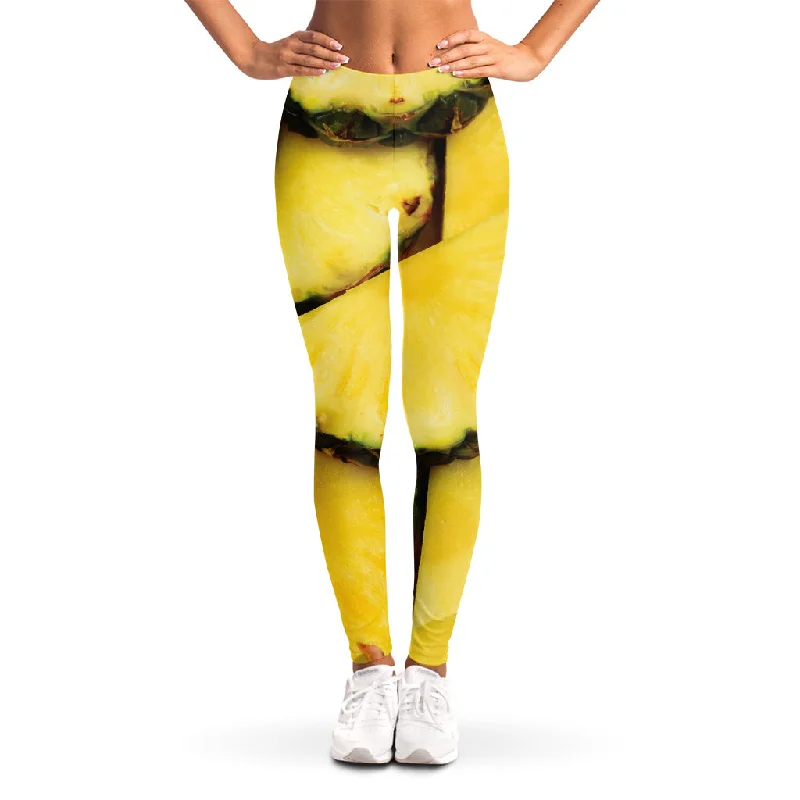 Pineapple Slices Print Women's Leggings Trendy Cold Weather Tights