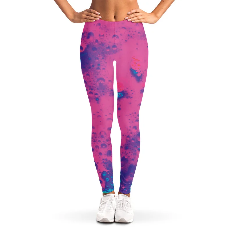 Pink And Blue Acid Melt Print Women's Leggings Stylish Winter-Ready Leggings