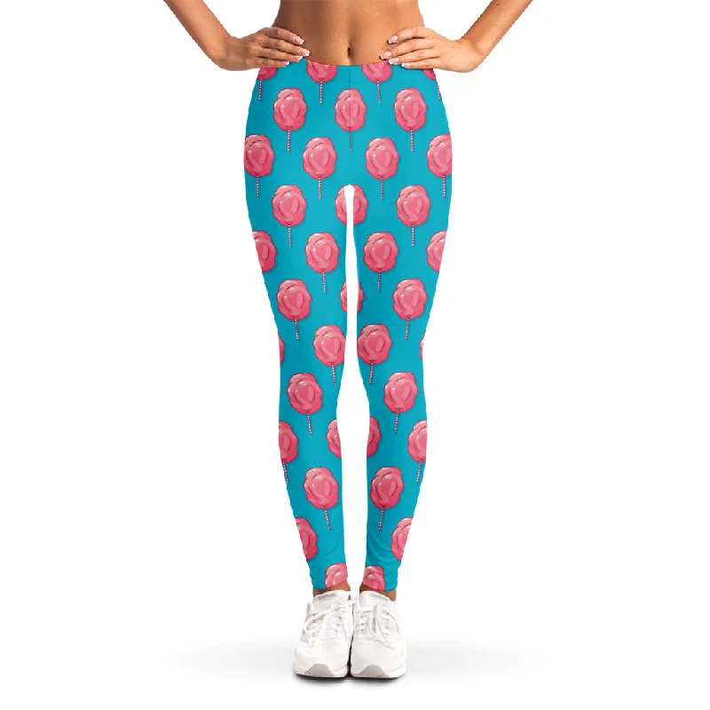 Pink And Blue Cotton Candy Pattern Print Women's Leggings Comfortable Slip-On Leggings