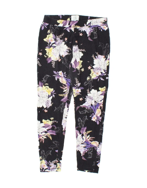 TED BAKER Womens Leggings UK 14 Large Navy Blue Floral Cotton Stylish Ankle-Length Leggings