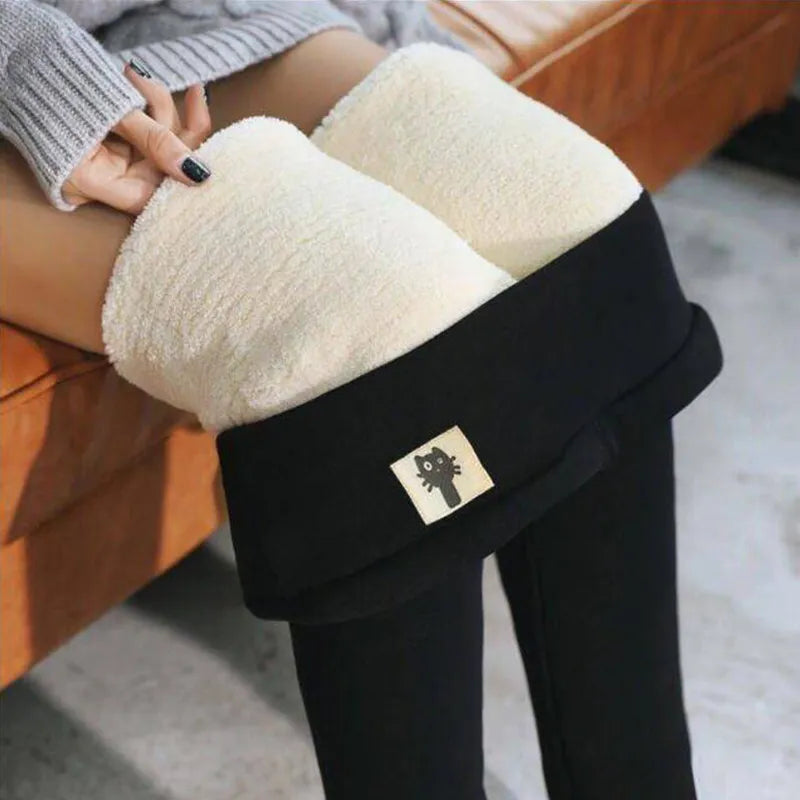 Winter Fleece Lined Leggings Women High Waist Velvet Keep Warm Pants Comfortable Plus Size Leggings